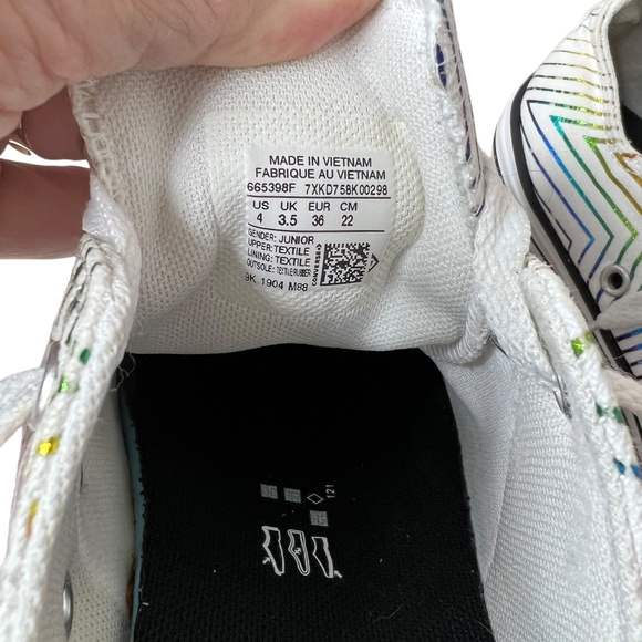 Converse Ox All Star Iridescent Metallic Rainbow White Junior Sneaker 4 - Picture 9 of 10